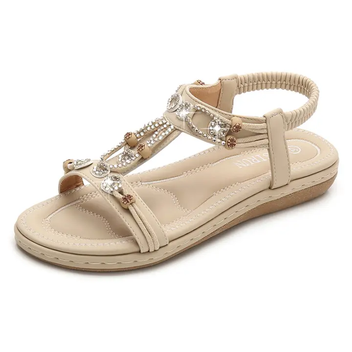 Sandalias de Mujer Verano 2025 Chanclas de Playa de Correa Fina, Punta Redonda y Suela Plana, Cuero Genuino, Diseño Minimalista para Moda Casual y Lujo - 1