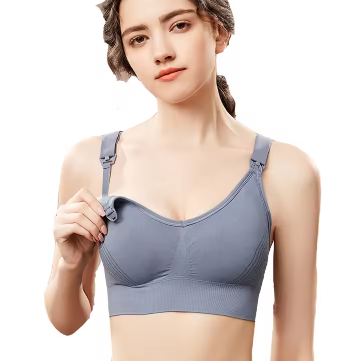 Sujetador de lactancia para madre, Bralette posparto sin costuras, azul, M - 1