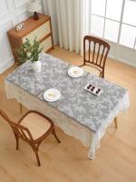 Mantel plegable con flores ENCE de color blanco puro para bodas, fiestas y mesas de comedor. - details 2