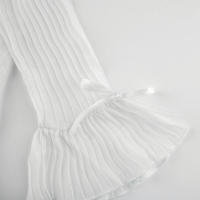 BUNO-Camisas acampanadas de manga larga con solapa y botones para mujer, blusas informales fruncidas transparentes, cubierta de playa, verano y otoño - details 15