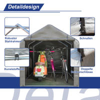 Grauer Fahrrad-Garage / Werkzeugschuppen 160x220x165 cm con Rolltor - Material PE impermeable - details 3
