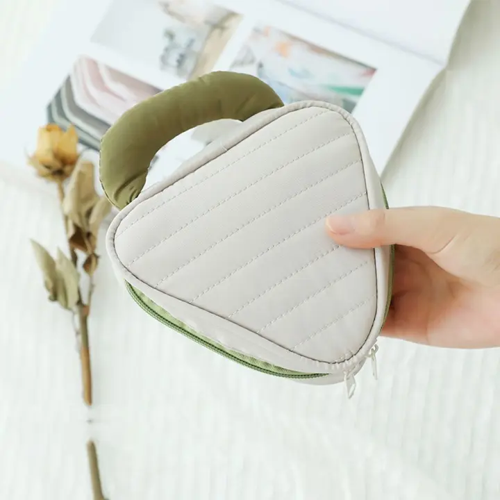 Neceser de viaje Simple para mujer, bolsa de cosméticos, estuche de maquillaje, bolsa de almacenamiento, creativo, Vintage, triangular, cuadrado - 1