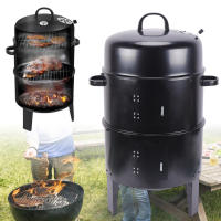 Horno para ahumar, barbacoa de carbón vegetal 3 en 1, horno ahumador con 2 parrillas, termómetro y amortiguador ajustable - details 11