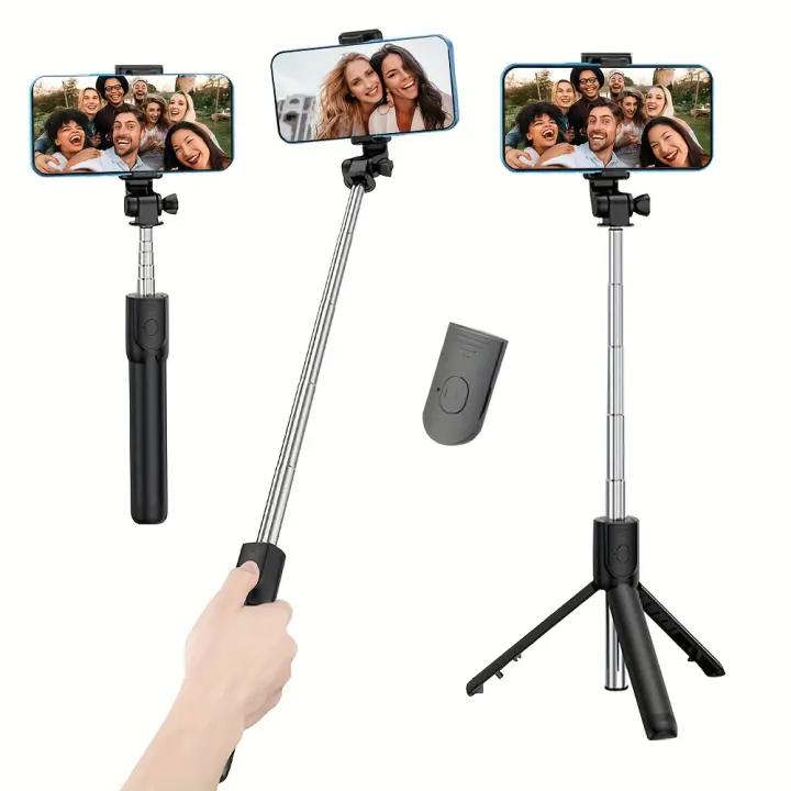 1pc Palo Selfie Móvil, Trípode Retráctil con Mando a Distancia Inalámbrico, Compatible con iPhone y Smartphones Android para Viajes, Vlogs, Vídeos y Selfies - 1