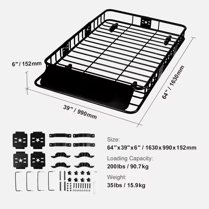 SucceBuy Cesta de carga para portaequipajes, portaequipajes en la azotea con extensión, portaequipajes universal para SUV, camión - 1