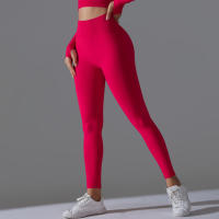 Hamidou-Pantalones deportivos de Yoga para mujer, mallas de cintura alta y caderas ajustadas, glúteos de melocotón, pantalones de Yoga desnudos de cintura alta - details 2