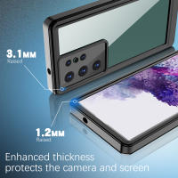 Funda impermeable de doble capa para Samsung Galaxy S23 Ultra S21 FE S20 FE 5G TPU + PC + PET, cubierta protectora transparente negra a prueba de polvo - details 5