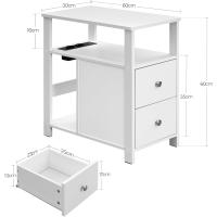 Mesita Auxiliar con Enchufe, Mesa Salón con 2 Cajones y 2 Estantes de Almacenaje, Mesa Delgada con Enchufe y Puertos USB, Apta para Salón y Dormitorio, Negro, 60x60x30 cm, BTS28sz - details 11
