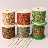 1 metro/lote perlas acero inoxidable oro cadena cuentas bricolaje hecho a mano de bohemia cuentas de resina de colores cadenas de esmalte para joyería que hace collar pulsera accesorios - details 3