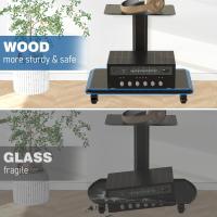 Soporte de Televisión Móvil con Ruedas Soporte de Almacenamiento de TV de Madera Blanca Alto con Elevación +/-30° Para TV de 26-65 Pulgadas Max 35 KG Estante de Almacenamiento de Media y TV - details 10