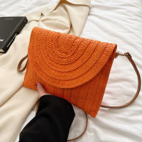 Bolso cruzado de hombro tejido de paja para mujer, bolso de mano de playa, bolsos de sobre hechos a mano informales de verano - details 16