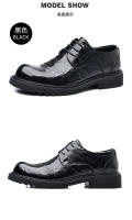 Zapatos de cuero de cabeza grande de suela gruesa zapatos casuales de negocios para hombres zapatos derby de piel de vaca de primera capa británicos zapatos de cuero para hombres rayados a mano - details 10
