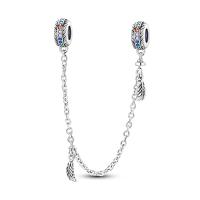 Cadena de Seguridad de Plata 925 con Piedra Principal de Zirconia en Color para Creación de Joyería Pulsera Original - details 0