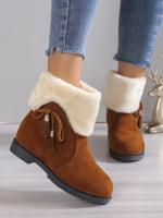 Women's Fashion Bowknot Decor Snow Boots Casual Slip On Plush Lined Winter Boots Comfortable Ankle Boots - details 5