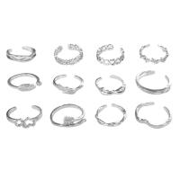 Anillos de dedo descalzos abiertos geométricos para mujer, joyería de moda para pie, pierna, playa, corazón, pluma, 12 unidades por juego - details 1