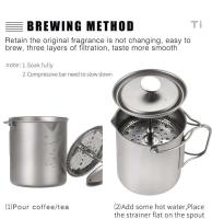 Tiartisan - Mango plegable de titanio, prensa francesa, cafetera cubierta para colgar, utensilios de cocina para acampar al aire libre, taza de agua - details 4