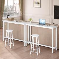 Set Mesa de Bar y 2uds. Taburete de Bar Muebles Cocina Silla de Comedor para Salón Cocina Mesa 120x40x100 cm Estructura de Metal, MDF Roble Claro - details 43