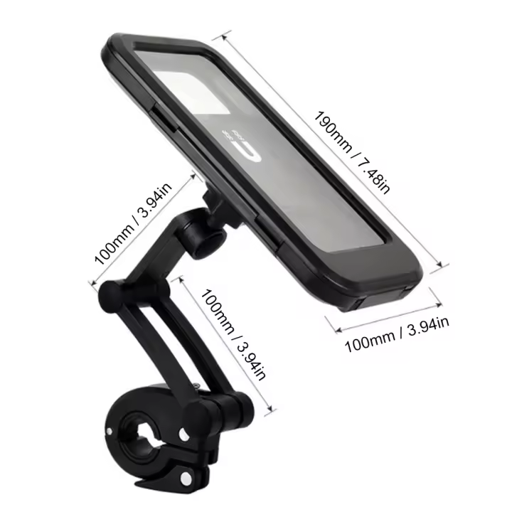 Soporte Universal de teléfono para motocicleta carcasa dura impermeable para teléfono soporte ajustable de 360 ​​° para teléfono móvil de bicicleta de hasta 6.7 ​​pulgadas - 1