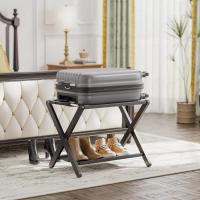 estante almacenamiento, Portaequipaje bambú premium para habitación invitados, dormitorio, hotel, Soporta hasta 61 kg (Negro) - details 2