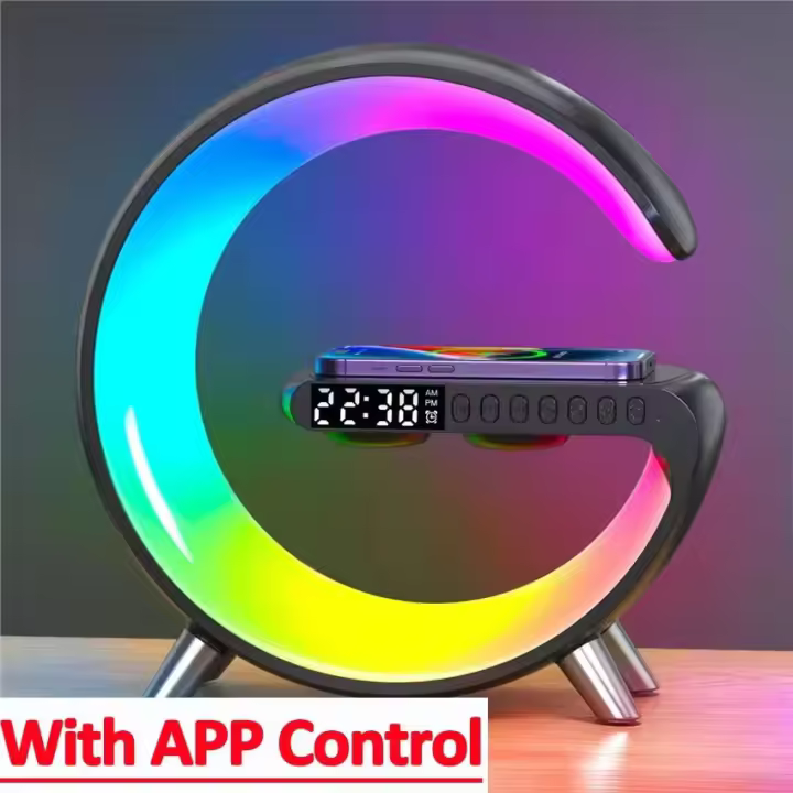 Reloj Despertador LED RGB Nocturno Altavoz Bluetooth Incorporado Carga Inalámbrica - 1