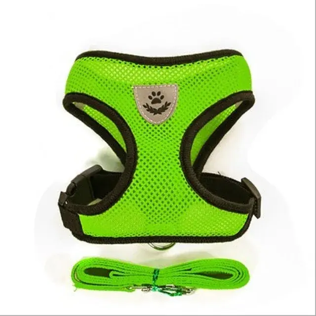 Arnés para perros y gatos con correa de plomo, chaleco ajustable, arneses transpirables de malla de poliéster, sti reflectante para accesorios para perros pequeños y gatos - 1