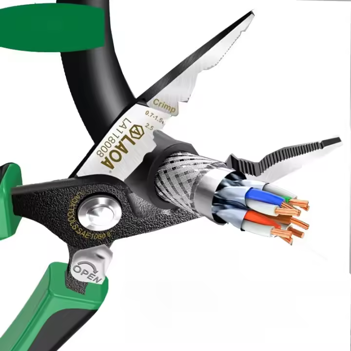 LAOA Herramienta De Amolar 8 Pulgadas Pinzas De Nariz Larga Multifuncional Desencapador De Cables Con Función De Bloqueo Para Electricidad - 1
