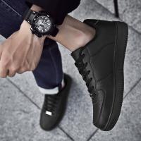 Zapatos informales con cordones de Color sólido a la moda Simple de corte bajo para estudiantes, zapatos deportivos informales de cuero para todas las estaciones para hombres - details 2