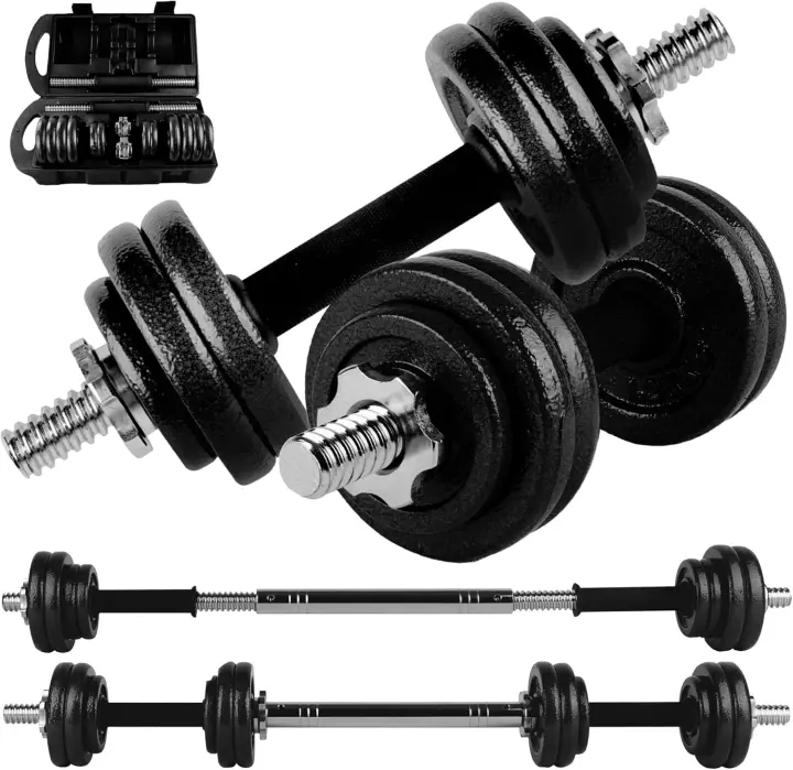 Mancuernas Ajustables y Antideslizantes con Barra de Conexión 15-50 kg E-Book y Maletín - 1