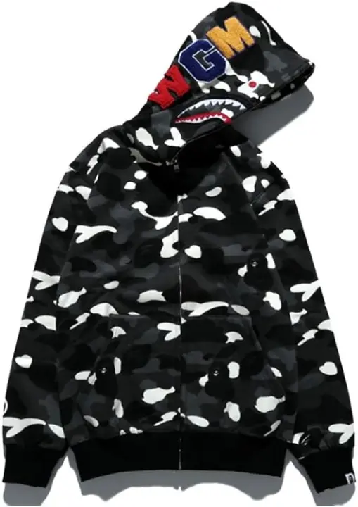 Chaqueta de camuflaje de mandíbula de tiburón para adultos, Sudadera con capucha de boca de tiburón, sudadera con cremallera completa - 1