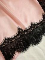 Conjunto de Pijama de Satén para Mujeres Ouwu Lencería Sexy Rosa, Toalla de Baño Floral, Vestido de Noche de Seda, Pantalones Política de Devolución - details 4
