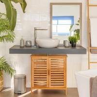 Mueble bajo Lavabo nórdico marrón de bambú para Cuarto de baño Basic - details 1