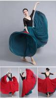 Falda baile gasa flamenca para mujer, faldas largas Color sólido 720 grados, ropa práctica bailarina, falda de estilo chino con - details 22