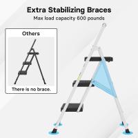 Escaleras Plegables de 150KG Pedales Antideslizantes Anchos Taburete Escaleras de Mano de Acero - details 27
