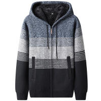 Chaqueta de Punto con Capucha Casual de Colores Bloqueados para Hombres CHAIFENKO - details 4