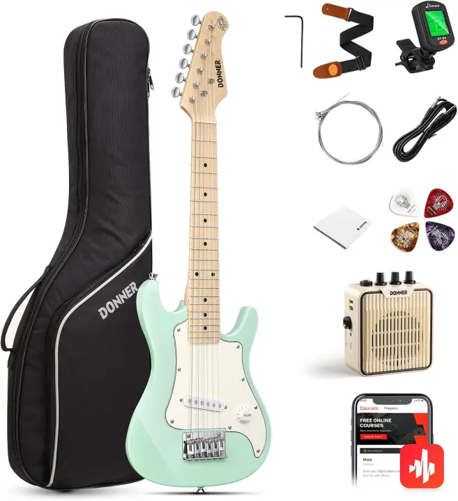 Kit de Guitarra Eléctrica Premium para Principiantes 30 Pulgadas, Estilo ST, Incluye Amplificador, Sintonizador, Capo, Bolsa, Cuerda, Cable (Rojo) - 1