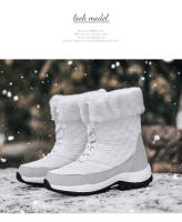 Botas de nieve para mujer, botines cálidos de felpa para exteriores, impermeables, antideslizantes, Zapatillas altas de Trekking, de algodón, Invierno - details 9