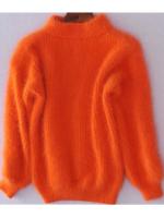 Mohair thicken turtleneck sweater autumn winter sweet lantern sleeve casual solid color pullover - details 8
