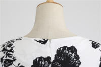 Women floral print casual half sleeve elegant vintage party dress - details 31