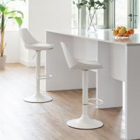 Taburetes de Cocina Giratorios en 360° Juego de Sillas de Bar Regulables en Altura de 83 a 104 cm con Resalto Material de Polipiel Estructura de Metal Blanco y Reposapiés Disponible en Dos Versiones Distintas - details 1