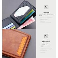 Cartera corta fina para hombre, monedero plegable de 2 posiciones, suave, resistente al agua y al desgaste, tarjetero de cuero M - details 8