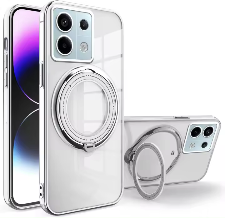 Funda para Xiaomi Redmi Note 13 Pro 5G, Funda antigolpes de TPU transparente con soporte giratorio 360 - 1