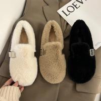 Mocasines planos de piel para mujer, zapatos cortos de felpa, cálidos, de algodón, informales, para caminar, de diseñador, nueva tendencia, Invierno - details 21