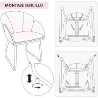 Terciopelo Sillon para Dormitorio Silla para Comedor Cocina Pata Metal Silla Sala de Estar Rosa Claro - details 8