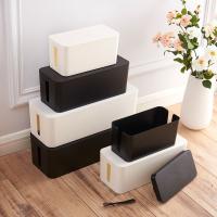Organizador de enchufe de cargador blanco con acabado de cables de escritorio, caja de almacenamiento de cables a prueba de polvo, caja de cables, caja de regleta, contenedor de almacenamiento de línea - details 1