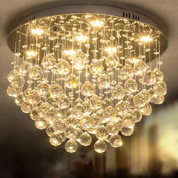 Fetcoi-lámpara Moderna de araña de cristal, lámpara moderna para dormitorio, H13 x T20, 9 bombillas GU10 - 1