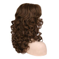 Peluca rizada ondulada grande dorada para mujer y niña, aspecto Natural, fibra sintética resistente al calor, peinado del cabello - details 2