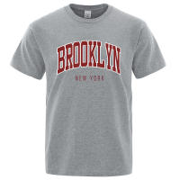 Camiseta de algodón estampada de Brooklyn de Nueva York, ropa de verano transpirable, camiseta holgada informal para hombres - details 11