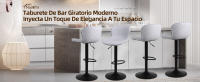 Taburetes de cocina, taburetes de bar regulables en altura, con respaldo y reposapiés, taburetes altos para cocina, bar y comedor, gris claro - details 0