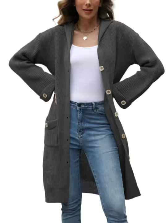 Chaqueta elegante para mujer con cuello en V, prendas de vestir exteriores sueltas e informales - 1