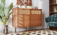 Sideboard de Madera Maciza de Alta Estante 6 Cajones Estilo Moderno de Medio Siglo Montado en Suelo - details 1